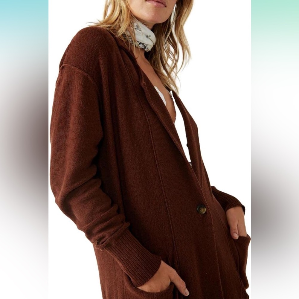 Free People Oversized Desert Blazer Chestnut NWT cardigan style - Picture 3 of 14
